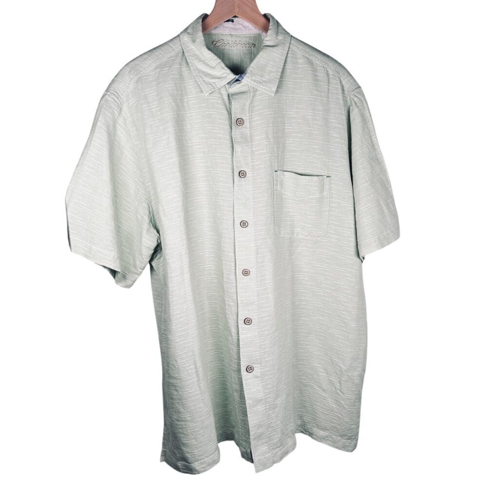Caribbean Size XL Linen Cotton Button Down Skirt Travel Work Golf Resortwear